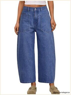 Trendy Queen Women's Barrel Jeans High Waisted Wide Leg Ankle Denim